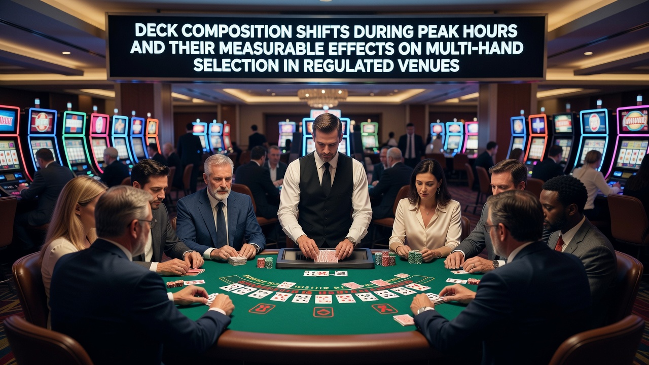 Blackjack-Tisch mit Kartenverteilung während Stoßzeiten in einem regulierten Casino