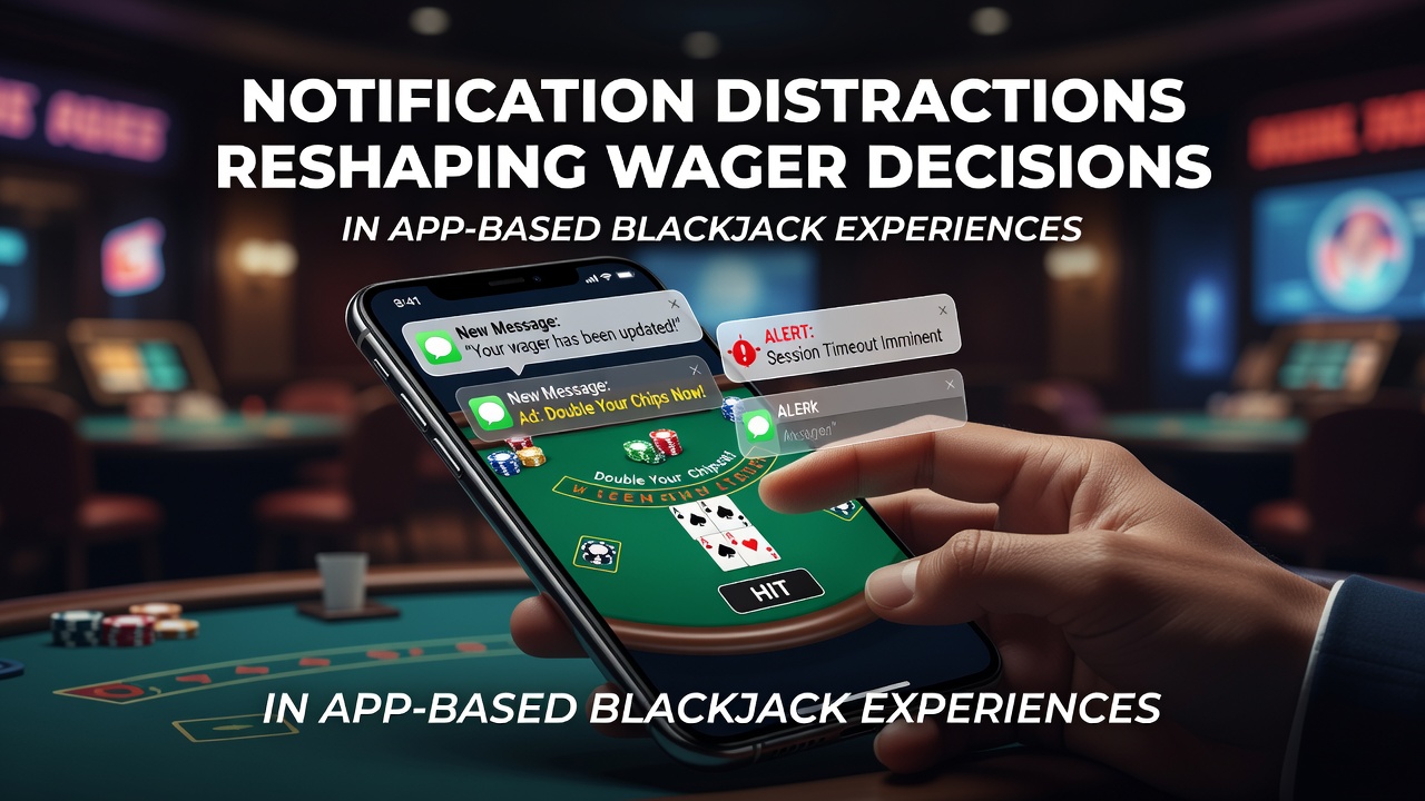 App-Benachrichtigungen auf einem Smartphone während eines Blackjack-Spiels