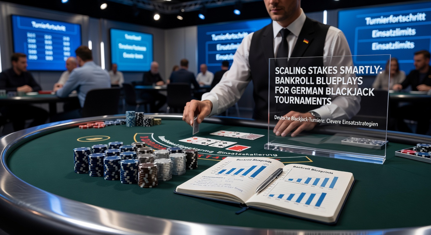 Detaillierte Grafik mit Bankroll-Charts und Einsatzskalen für Blackjack-Turniere