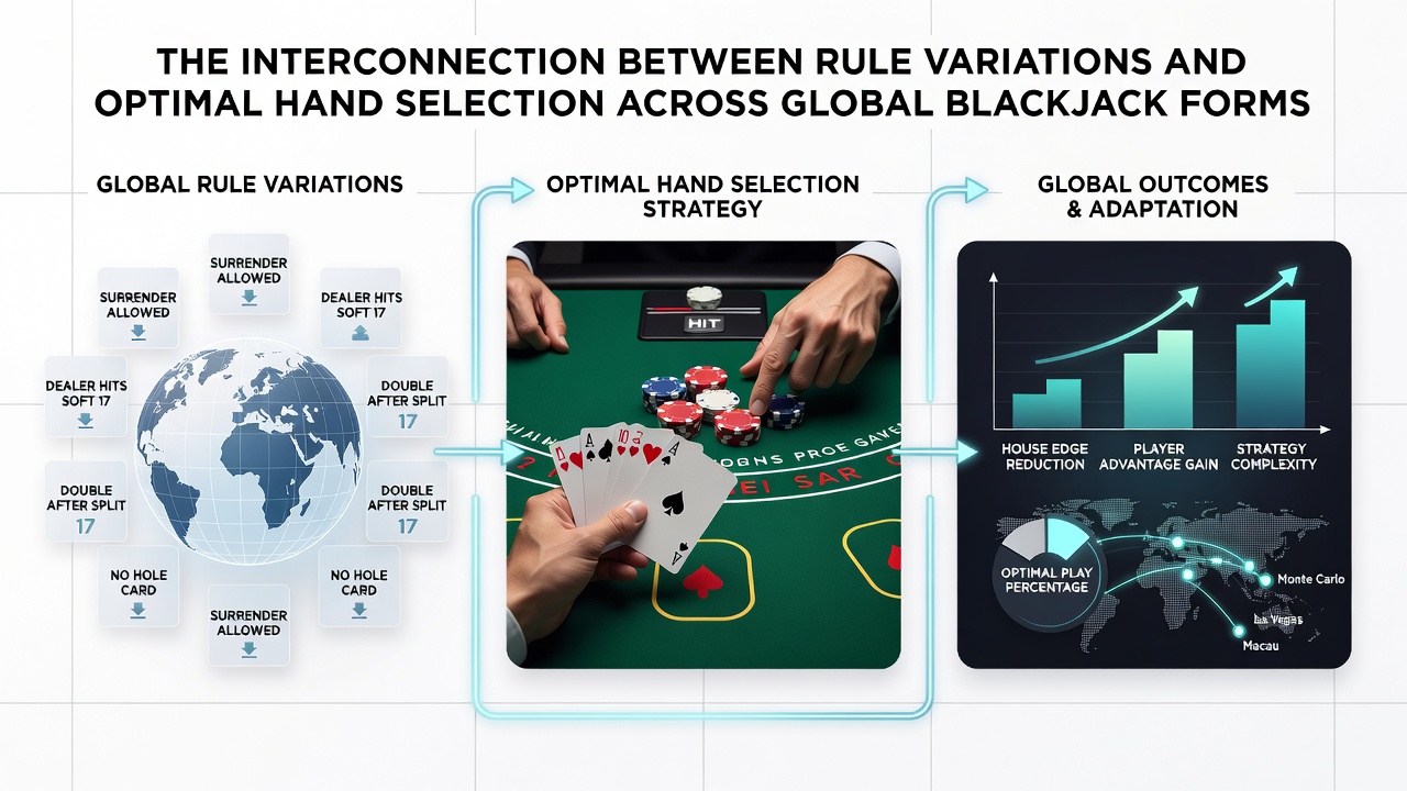 Vergleich von Blackjack-Strategie-Charts mit markierten Regelvariationen